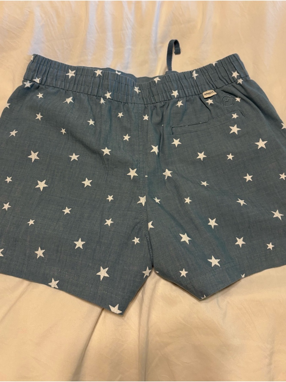 Medina Blue Star Print Elastic Waist Shorts